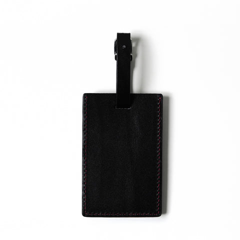 Luggage Leather Tag Black-red