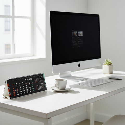 innovator卓上カレンダー 黒 - パソコン左下配置